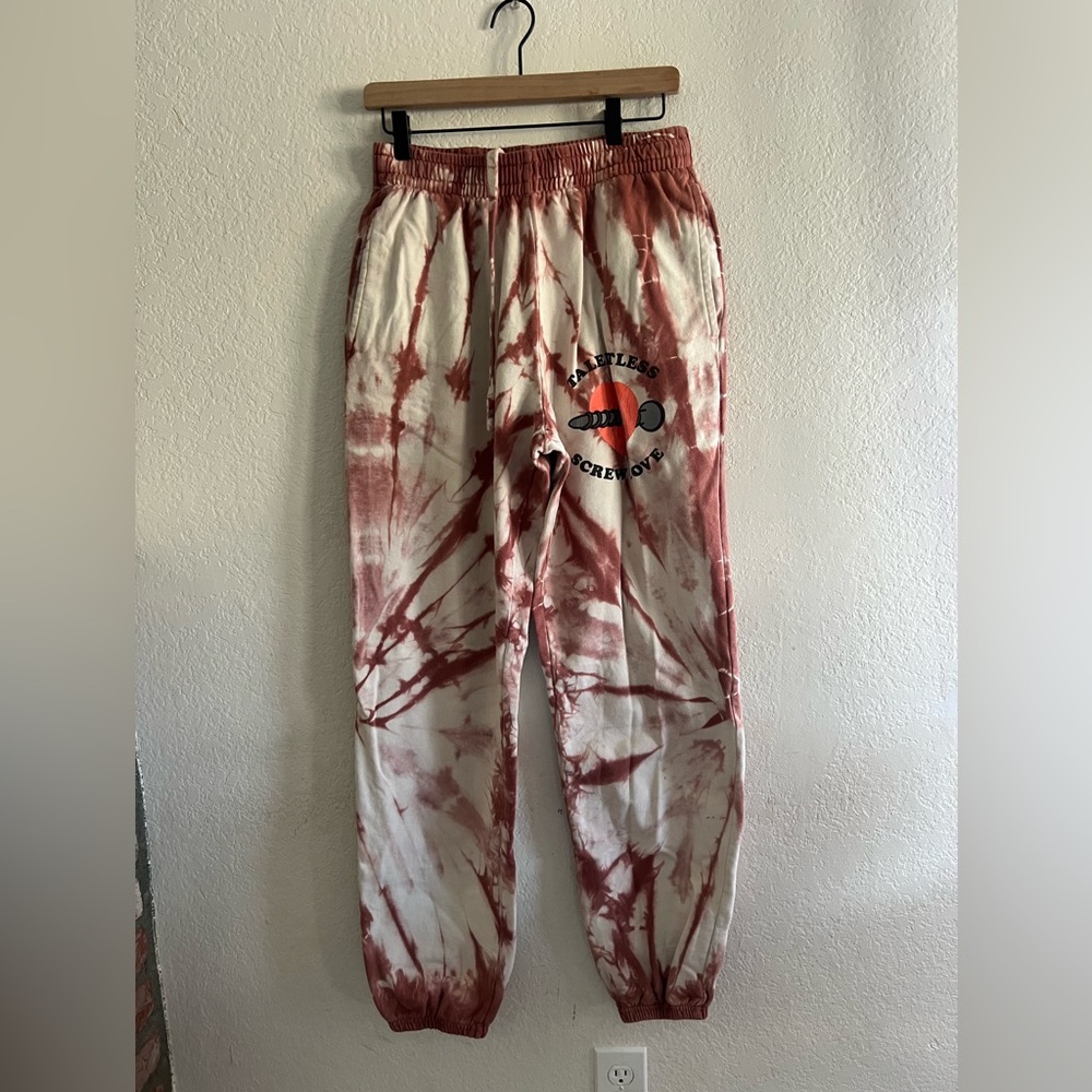 TALENTLESS Red and White Tie-Dye Sweatpants